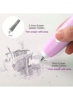tenwin Electric Erasers, Electric Eraser with 16 Refills, Battery Operated Eraser, Electric Eraser Portable and Automatic Pencil Eraser Kit for Artists, Art Pencils, Drawing, Painting, Sketching, Drafting, Pink  - Image 3
