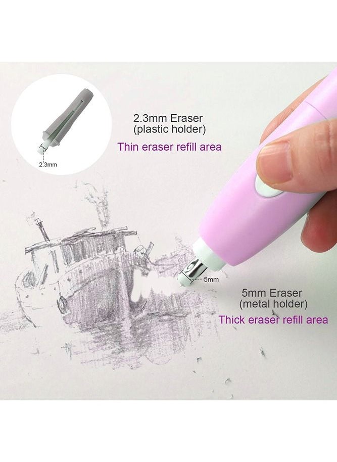 tenwin - Electric Erasers, Electric Eraser with 16 Refills, Battery Operated Eraser, Electric Eraser Portable and Automatic Pencil Eraser Kit for Artists, Art Pencils, Drawing, Painting, Sketching, Drafting, Pink - Image 1