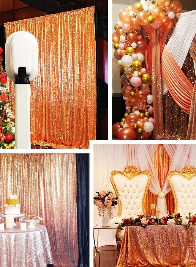 Poise3EHome Rose Gold Sequin Backdrop, 8FT x 10FT Photography Backdrop Curtain for Party Decoration - Image 2