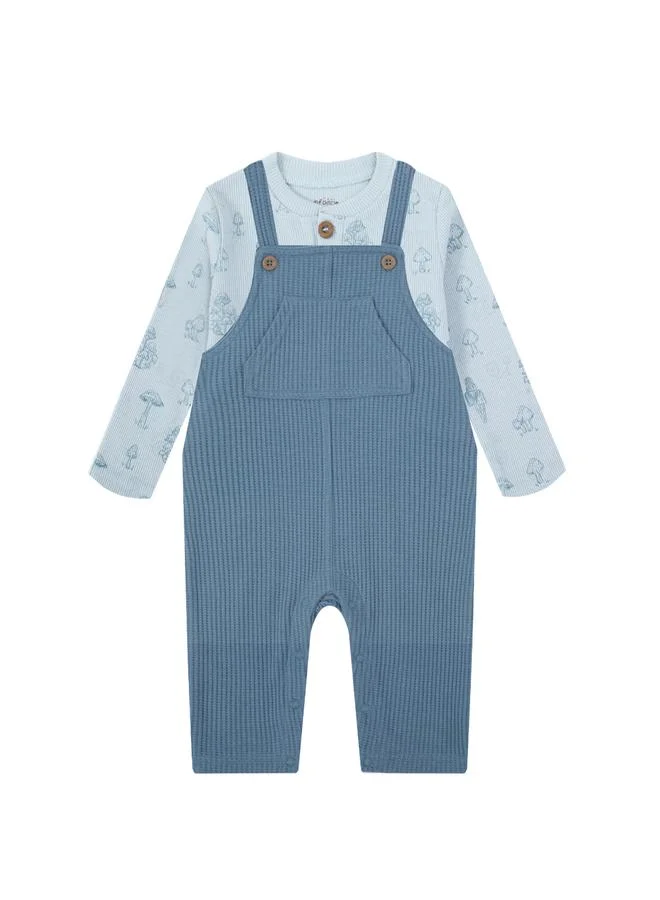 Luna & Lily Mushroom Print T-Shirt and Ribbed Dungaree Set