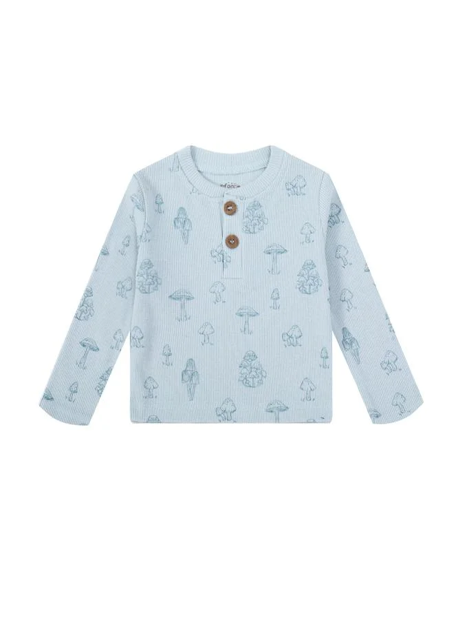 Luna & Lily Mushroom Print T-Shirt and Ribbed Dungaree Set