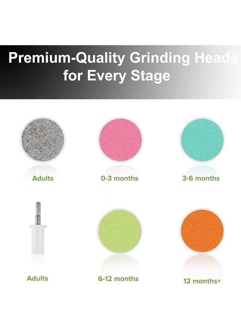 Meetion مقص أظافر كهربائي للأطفال مجموعة أدوات العناية بالأظافر، تقليم وتلميع للعناية بأظافر الأطفال الرضع أو البالغين، 6 أدوات طحن - Image 2