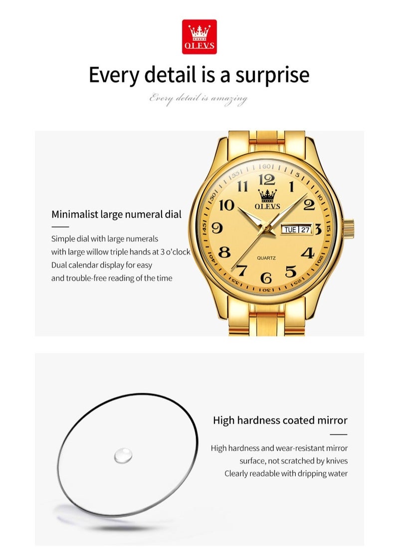 OLEVS Watches for Women Stainless Steel Quartz Analog Water Resistant Watch Gold 5567 - Image 5