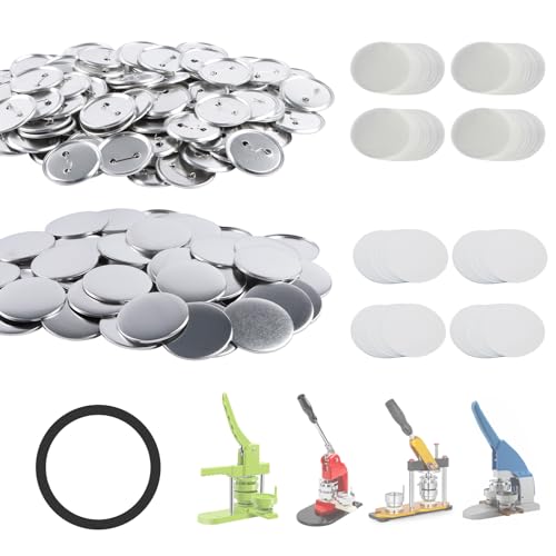 Happizza 200 Sets 58mm225 in Metal Round Button Supplies Buttons Making Parts Pin Maker Parts Badge Supplies for ButtonsMaker Including Metal Shells Back Cover Clear FilmBlank PaperGasket