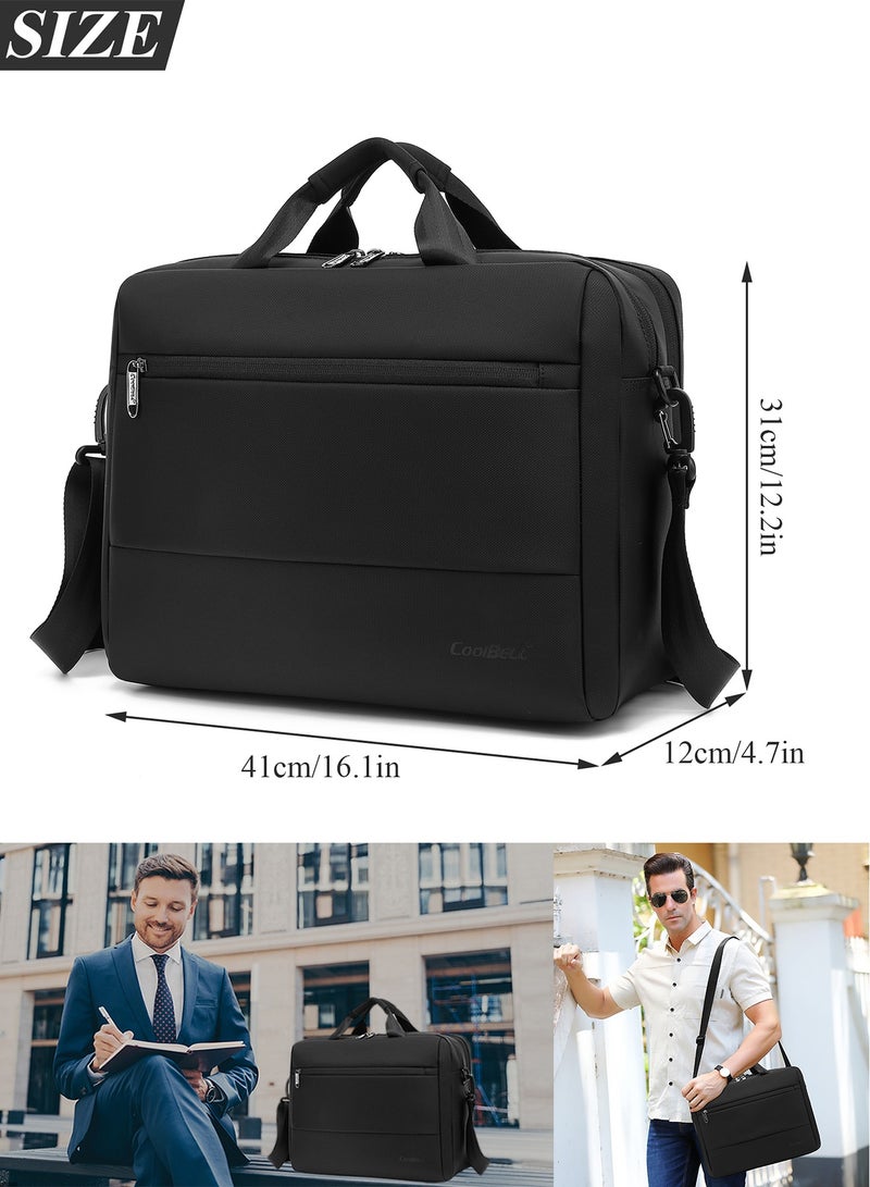 كوكيجو شنطة لابتوب 15.6 انش كمبيوتر للرجال والنساء كتف مع حزام ماسنجر للسفر / العمل المدرسة - Image 3