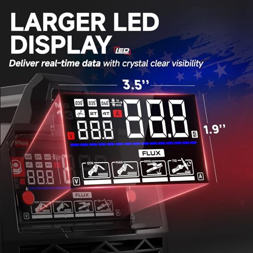 ANDELI 135Amp MIG Welder 110V/220V Dual Voltage, Portable Flux Core MIG/Lift Tig/Stick 3-in-1 Multiprocess MIG Welding Machine with Synergy, LED Display Full Kit (Bonus Welding Helmet & Gloves) - Image 4