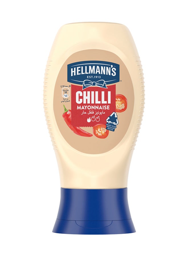 Hellmann's Flavoured Mayonnaise, for burgers, wraps and sandwiches, Chilli Mayo, 100% recycled plastic bottle, 235g - Image 1
