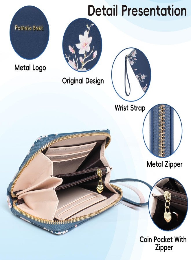 Pomelo Best Wallets for Women Leather RFID Blocking Zipper Around Credit Card Holder Wristlet Medium Wallet for Ladies Blue 2025 - Image 5