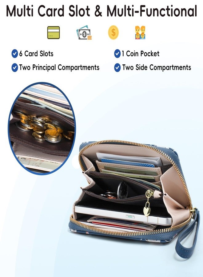 Pomelo Best Wallets for Women Leather RFID Blocking Zipper Around Credit Card Holder Wristlet Medium Wallet for Ladies Blue 2025 - Image 4