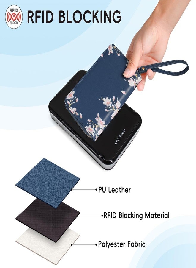 Pomelo Best Wallets for Women Leather RFID Blocking Zipper Around Credit Card Holder Wristlet Medium Wallet for Ladies Blue 2025 - Image 2