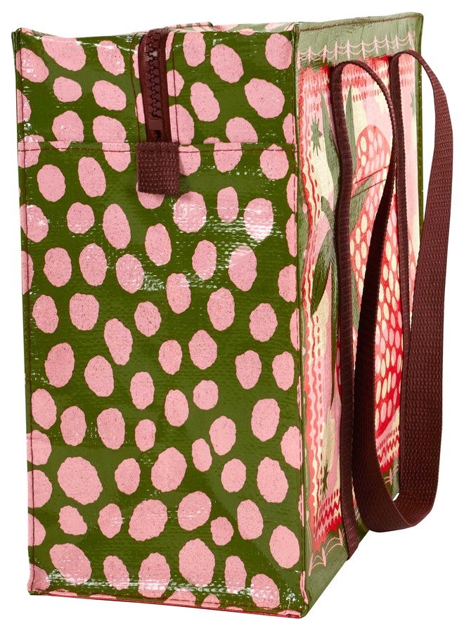 Blue Q Strawberry Clouds Shoulder Tote is the carry-everywhere bag featuring a hefty zipper, exterior pocket, wrap-around straps, reinforced floor, 95% recycled material, 11" h x 15" w x 6.25" d - Image 2