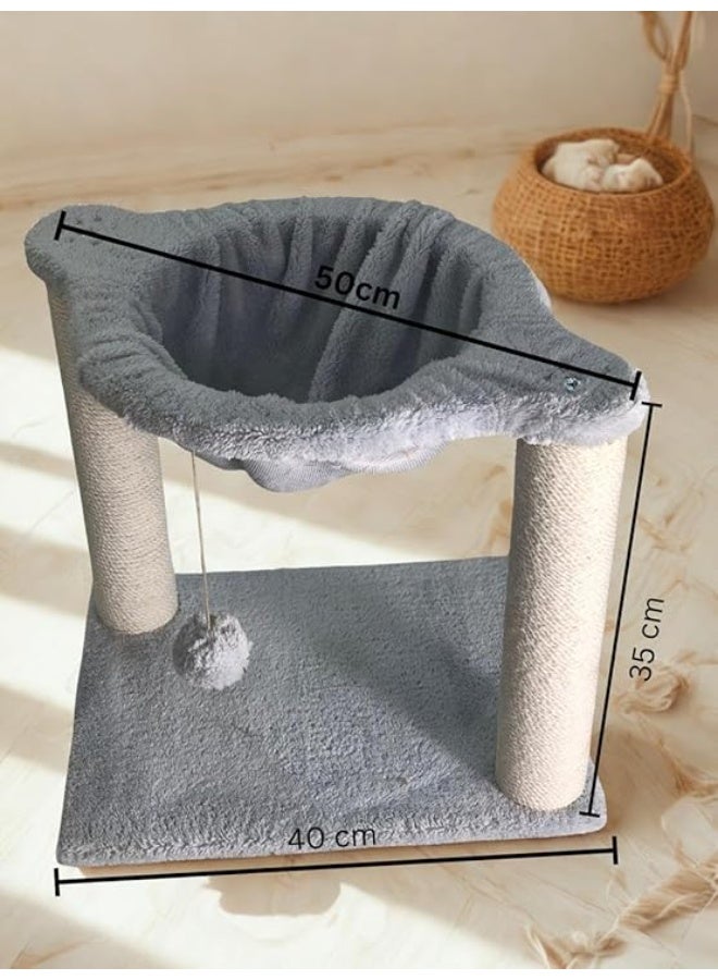 2-in-1 Cat Bed & Scratcher – Handmade Durable & Safe Cat Lounger – All-Season Indoor Cozy Rest & Play Zone – Easy to Clean – Suitable for All Cat Sizes (Gray & White) - Image 2