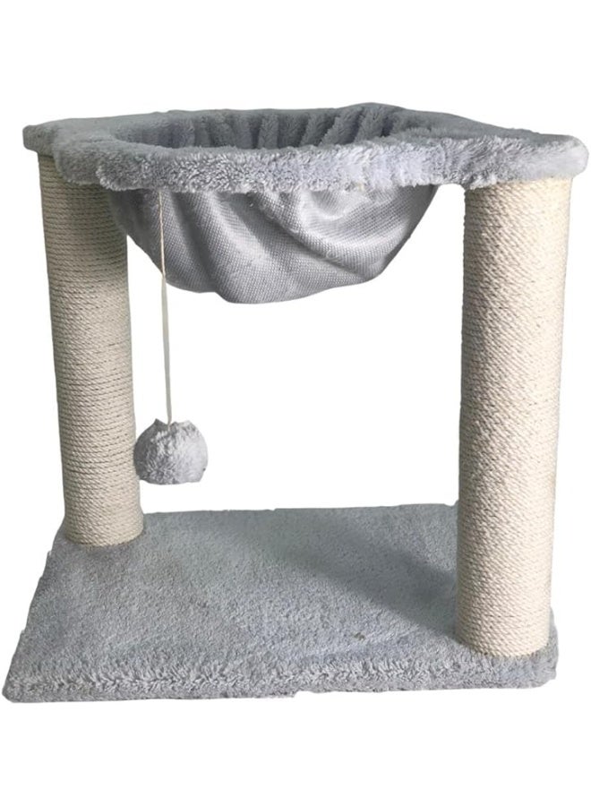 2-in-1 Cat Bed & Scratcher – Handmade Durable & Safe Cat Lounger – All-Season Indoor Cozy Rest & Play Zone – Easy to Clean – Suitable for All Cat Sizes (Gray & White) - Image 1