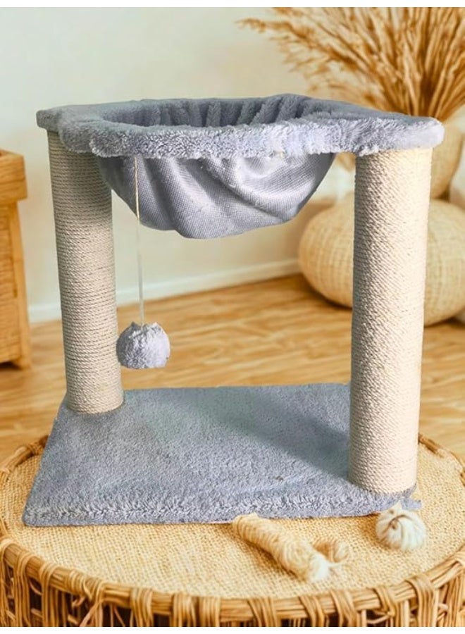 2-in-1 Cat Bed & Scratcher – Handmade Durable & Safe Cat Lounger – All-Season Indoor Cozy Rest & Play Zone – Easy to Clean – Suitable for All Cat Sizes (Gray & White) - Image 4