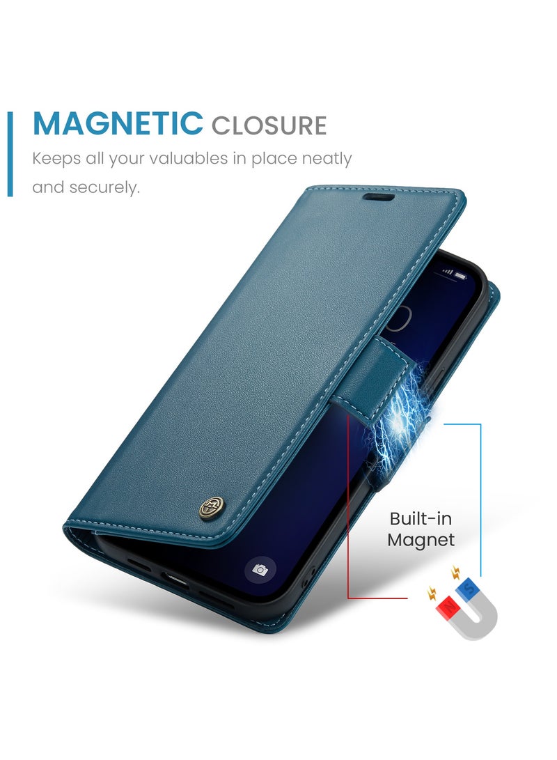 Leather protective cover for iPhone 13 Pro blue - Image 3