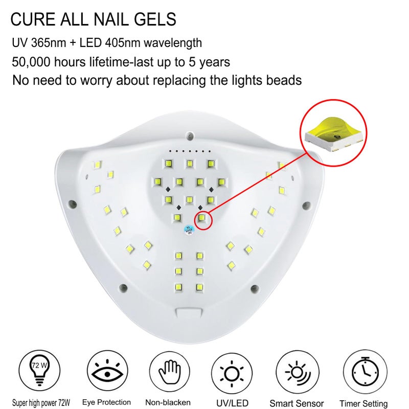 ISTOYALL Upgrad 116 PCS Portable Electric Nail Drill Polish File Kit with 120W UV LED Nail Lamp Gel Manicure Dryer Lamp,Acrylic Nails Gel Polishing Shape Tools Supplies Set,Manicure Pedicure Nail Files DIY - Image 3