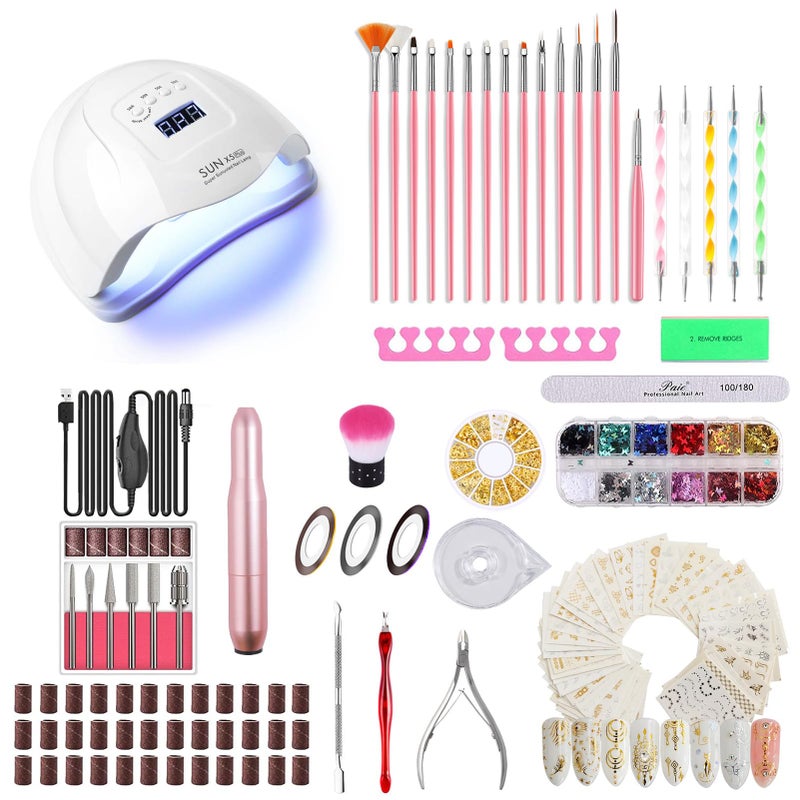 ISTOYALL Upgrad 116 PCS Portable Electric Nail Drill Polish File Kit with 120W UV LED Nail Lamp Gel Manicure Dryer Lamp,Acrylic Nails Gel Polishing Shape Tools Supplies Set,Manicure Pedicure Nail Files DIY - Image 1