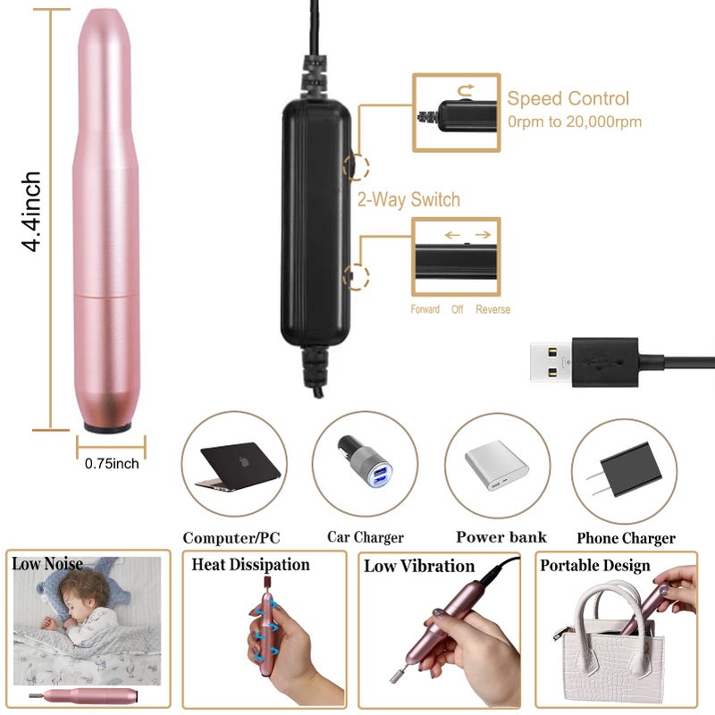 ISTOYALL Upgrad 116 PCS Portable Electric Nail Drill Polish File Kit with 120W UV LED Nail Lamp Gel Manicure Dryer Lamp,Acrylic Nails Gel Polishing Shape Tools Supplies Set,Manicure Pedicure Nail Files DIY - Image 4