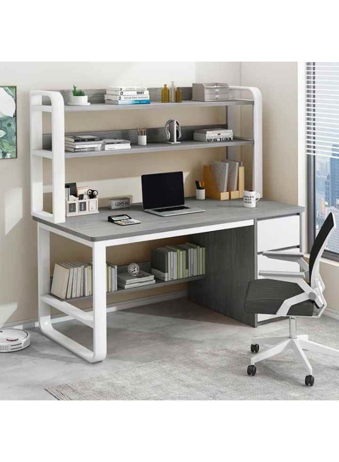 AIWANTO Desk with 2 Storage Shelves and Large 3 Drawers PC Multifunctional Home Office Modern Laptop Sturdy Shelves Simple Stylish Workstation Study Table 120x147x50cm - Image 5