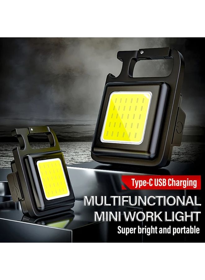 USB Rechargeable Mini LED Flashlight Keychain Black Portable Magnet Hook for Outdoor Camping Fishing Hiking - Image 1
