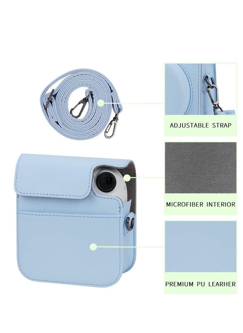 Generic - Camera Case for Fujifilm Instax Mini 12 Instant Camera Case -PU Leather with Pocket and Shoulder Strap(Blue) - Image 1
