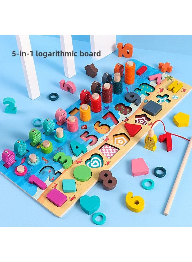 Children's Digital Building Blocks Fishing Puzzle Toys 1-3 Years Old Boys And Girls Baby Early Education Enlightenment Shape Matching Board-Color:Four-in-one Digital Board - Image 1