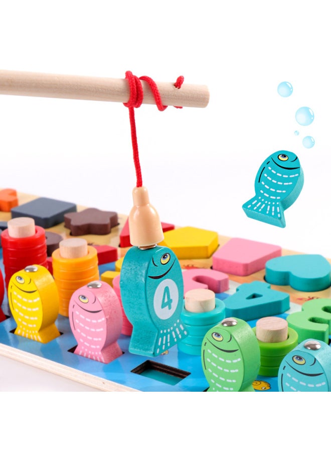 Children's Digital Building Blocks Fishing Puzzle Toys 1-3 Years Old Boys And Girls Baby Early Education Enlightenment Shape Matching Board-Color:Four-in-one Digital Board - Image 5