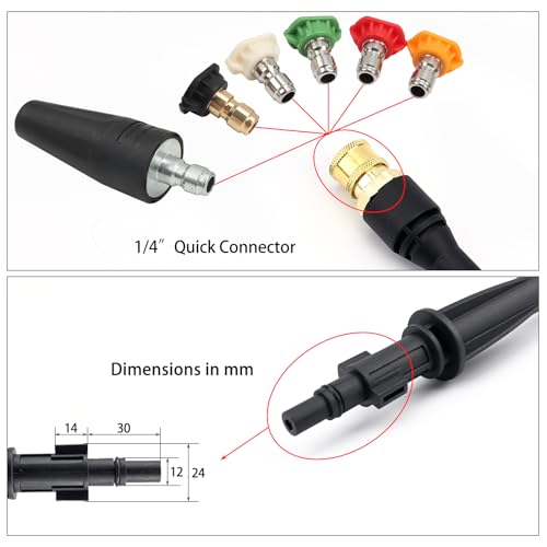 BEAR FORCE Pressure Washer Replacement Spray Wand with Turbo Nozzle and 5 Spray Tips and Belt Clip Nozzle Holder, Compatible with Bosch, Black Decker, AR Blue Clean, Stanley Pressure Washers - Image 4