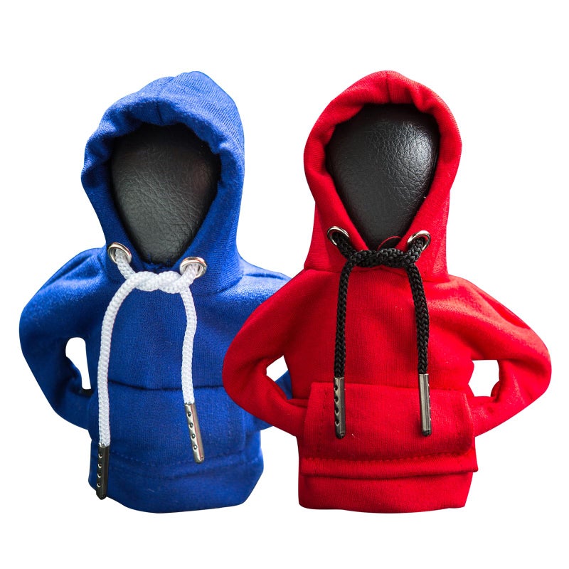 ECDREAM 2Pcs Gear Shift Hoodie,Car Shift Knob Hoodie,Funny Car Gear Shift Cover,Automotive Interior Accessories and Decorations（Blue and Red） - Image 1