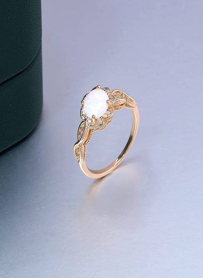 CiNily 18K Gold Plated Opal Ring-White Fire Opal & Amethyst & Cubic Zirconia Women Jewelry Gemstone Engagement Anniversary Ring Size 5 - Image 4