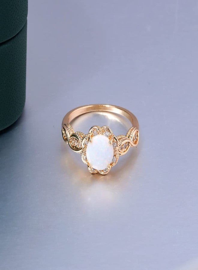 CiNily 18K Gold Plated Opal Ring-White Fire Opal & Amethyst & Cubic Zirconia Women Jewelry Gemstone Engagement Anniversary Ring Size 5 - Image 5