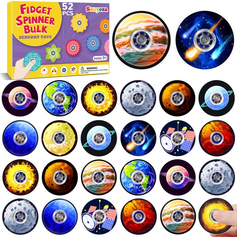 Sauyoza 52Pcs Solar System Fidget Spinners for Kids Outer Space Party Favors Planet Toys for Kids 35 57 Bulk Space Theme Goodie Bag Stuffers Sensory Classroom Rewards Treasure Box Prizes - Image 3