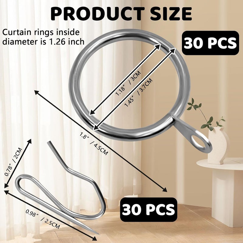 KAHIT Curtain Rings (30, Silver) - Image 3