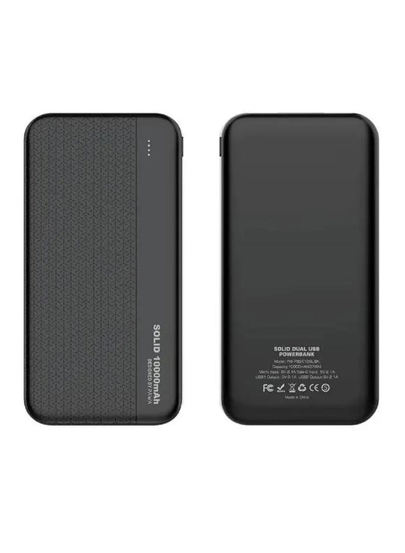 باوا باور بانك قوي بمنفذ USB مزدوج بسعة 10000 مللي أمبير في الساعة - أسود - Image 2