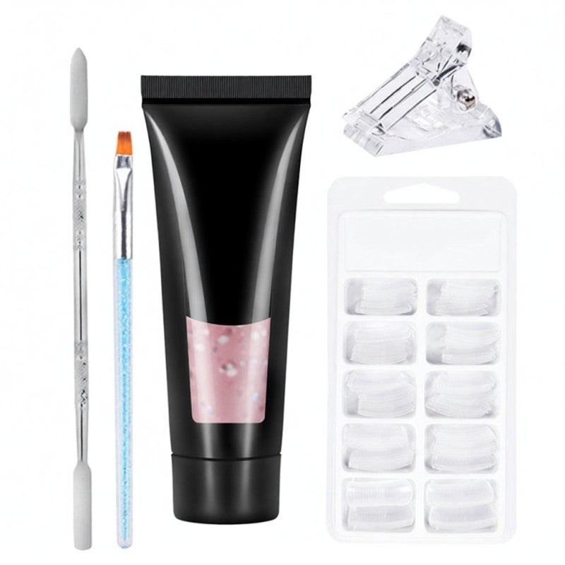 Nail Gel Manicure Set - Quick Building Quick Drying Crystal Paillette Nail Glue, Multiple Size Nail Molds Transparent Clip Nail Extension Kit for Professional Salon Home DIY - Image 1
