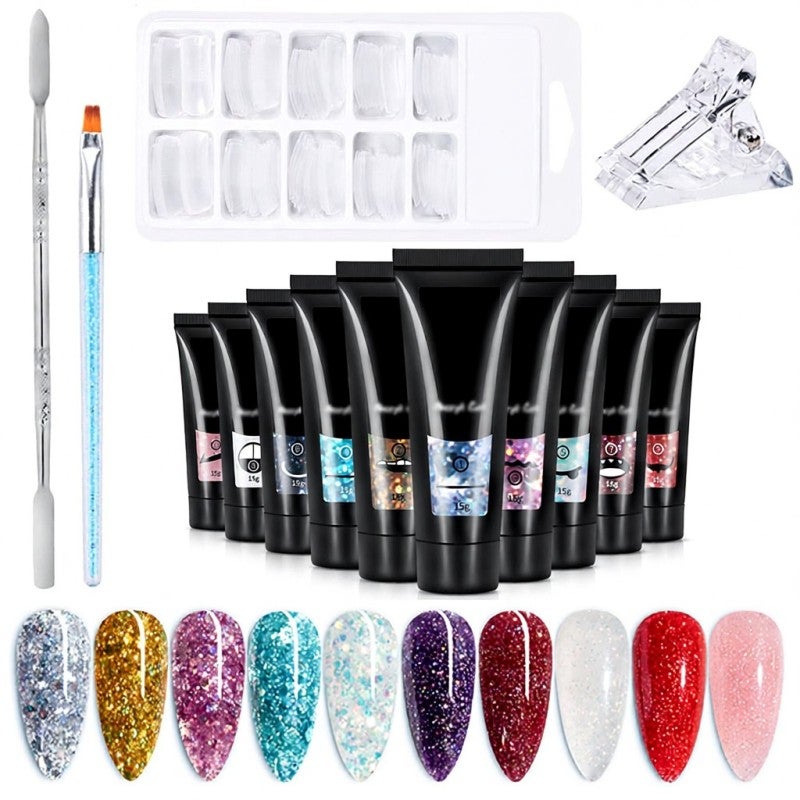 Nail Gel Manicure Set - Quick Building Quick Drying Crystal Paillette Nail Glue, Multiple Size Nail Molds Transparent Clip Nail Extension Kit for Professional Salon Home DIY - Image 5