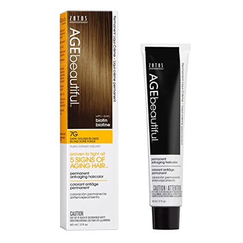AGE beautiful Permanent Hair Color Dye Liqui Creme  100 Gray Coverage  AntiAging Haircolor  Biotin for Thicker Fuller Hair  Professional Salon Coloring  7G Dark Golden Blonde