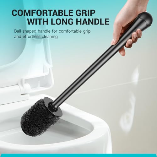 alpsnow Toilet Brush and Holder, Toilet Bowl Brush with Long Handle, Plastic Holder Easy to Hide, Drip-Proof, Easy to Assemble, Deep Cleaning - Image 4