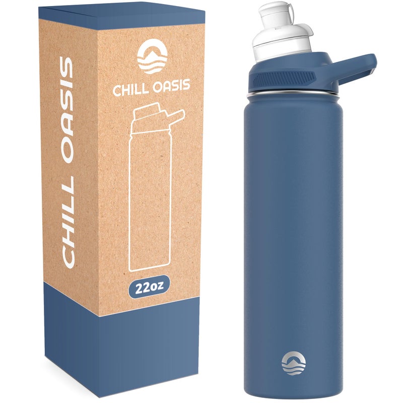 Chill Oasis Water Bottle | Compatible With Popular Flavor Cartridges | BPA Free, Leak Proof, Double-Walled Vacuum Insulated Stainless Steel, and Dishwasher Safe | Cold for 24 Hours (Navy, 22oz) - Image 1