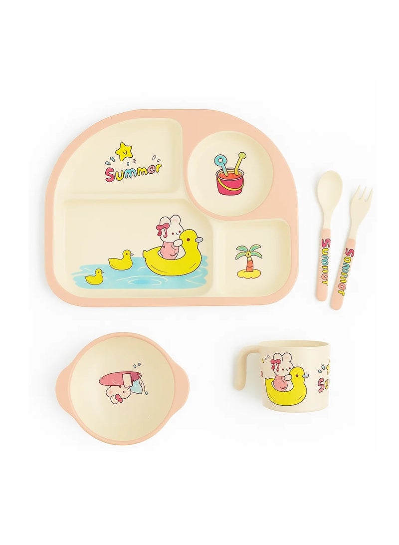 Factory Price 5 Piece Summer Camp Bamboo Tableware Set - Image 1