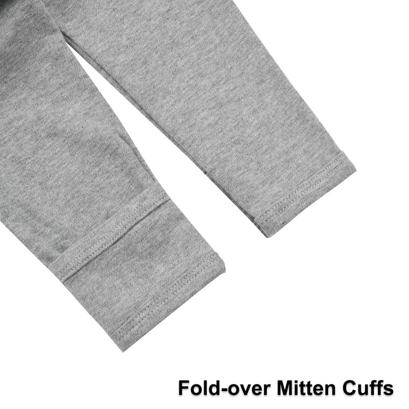 Aablexema Baby Organic Cotton Pajamas 2 Way Zipper Preemie Newborn One Piece Outfit Long Sleeve Footed Sleepwear(Black Grey Set,Preemie) - Image 5