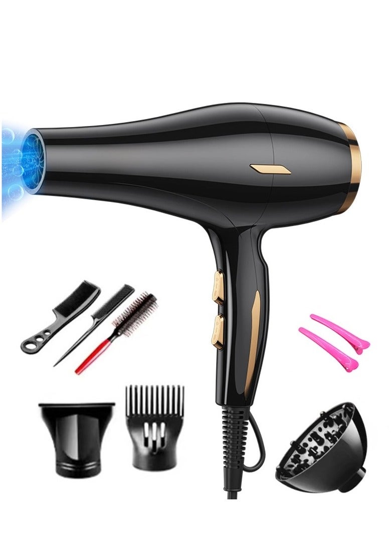ZHIZHAN ZHIZHANProfessional hair dryer 2600W motor fast drying ion hair dryer 8-piece set, with 2 speeds, 2 heating settings, and a click type cold air belt diffusion nozzle concentrated comb, suitable for curly and straight hair  - Image 1