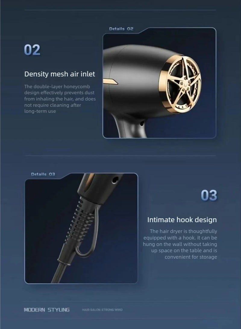ZHIZHAN ZHIZHANProfessional hair dryer 2600W motor fast drying ion hair dryer 8-piece set, with 2 speeds, 2 heating settings, and a click type cold air belt diffusion nozzle concentrated comb, suitable for curly and straight hair  - Image 3