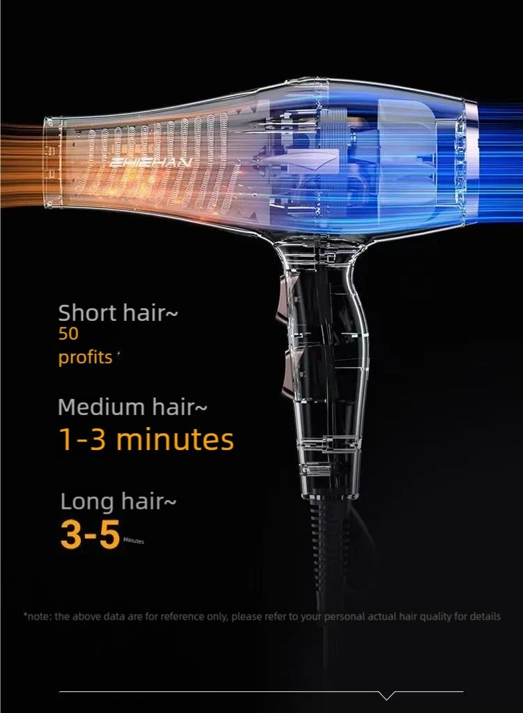 ZHIZHAN ZHIZHANProfessional hair dryer 2600W motor fast drying ion hair dryer 8-piece set, with 2 speeds, 2 heating settings, and a click type cold air belt diffusion nozzle concentrated comb, suitable for curly and straight hair  - Image 4
