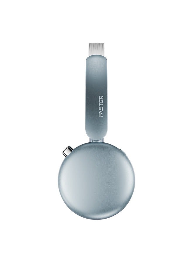 Faster S7 Soluna Wireless Headphones- 5.4 Bluetooth Headset 30H Playtime ANC OverEar Headphones- LED Indicator Light Voice Assistant Calls Game & Music Type-C Fast Charging Lightweight IOS & Android- Wireless Headset Deep Bass Premium Finish Soft Leather Earpads - BLU - Image 2