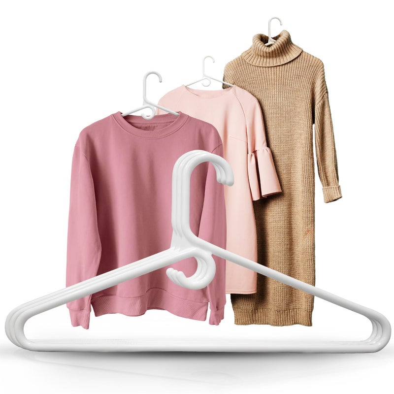 DEILSY White Plastic Hangers  White Super Heavy Duty Clothes Hanger Thick Strong Standard Closet Plastic Hangers with Hook for Scarves and Belts  Pack of 10