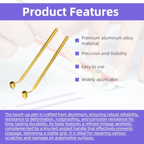 LJZP 103 Pcs Detailing Fine Line Painting Pens with Touch up Paint Brushes, 0.3mm 0.5mm and 0.7mm Gold Fluid Writer Paint Applicator Pen for Cars Auto Repair Rock Chip Automotive Scratch - Image 3