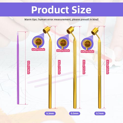 LJZP 103 Pcs Detailing Fine Line Painting Pens with Touch up Paint Brushes, 0.3mm 0.5mm and 0.7mm Gold Fluid Writer Paint Applicator Pen for Cars Auto Repair Rock Chip Automotive Scratch - Image 2