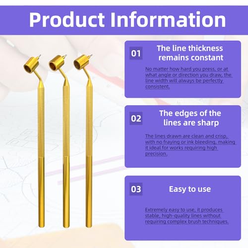 LJZP 103 Pcs Detailing Fine Line Painting Pens with Touch up Paint Brushes, 0.3mm 0.5mm and 0.7mm Gold Fluid Writer Paint Applicator Pen for Cars Auto Repair Rock Chip Automotive Scratch - Image 4