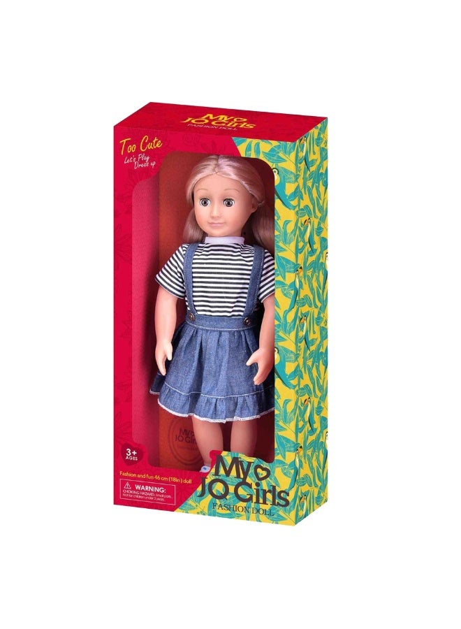 My JQ Grils Fashion Doll 46 cm with Jeans Skirt & Black Lines White T-Shirt - 2066 - Image 2